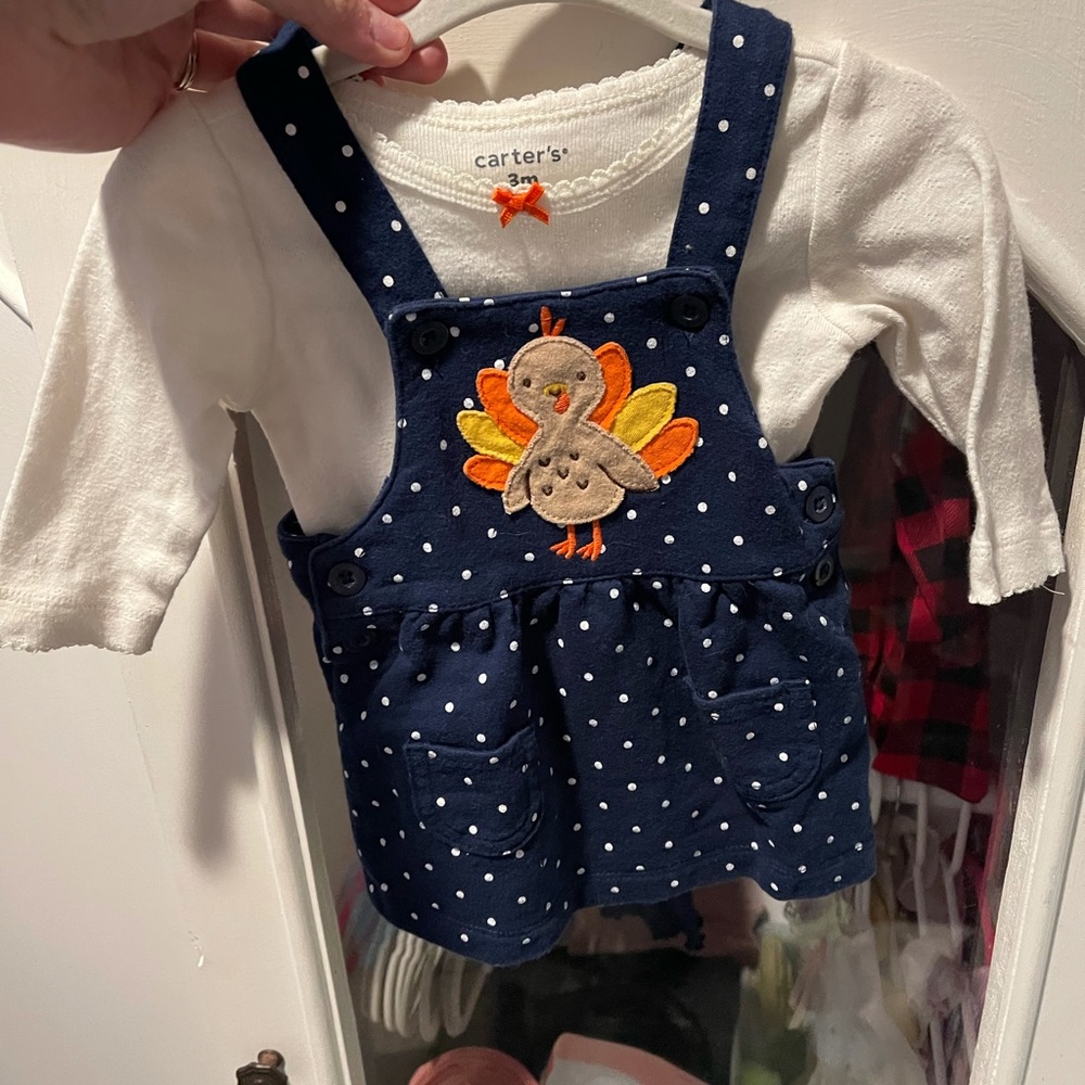 Carter’s thanksgiving polka dot overalls